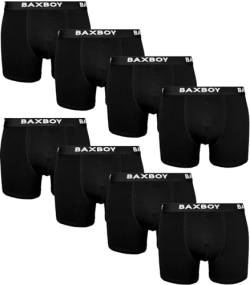 Baxboy Boxershorts Herren 8er Pack S-2XL Multipack mit elastischem Bund Atmungsaktive Baumwolle Unterwäsche Unterhosen Männer Men Retroshorts, Farbe:Schwarz, Größe:L von Baxboy