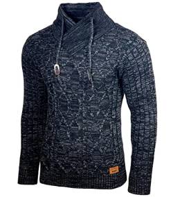 Baxboy Herren Grobstrick Pullover Strickpullover Stehkragen Winter-Freizeit-Jacke Muster Design Meliert Sweatshirt Pulli B-292, Farbe:Schwarz, Größe:M von Baxboy