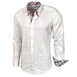 Baxboy Herren Hemd Karohemd Kariert Hemden Freizeit Business Party Bügelleicht Button-down Shirt B-507, Farbe:Weiß, Größe:2XL von Baxboy