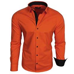 Baxboy Herren-Hemd Langarm/Business Freizeit Hochzeit/Bügelleicht/Slim-Fit/Anzug Kentkragen Hemd B-500, Farbe:Dunkel Orange, Größen:3XL von Baxboy