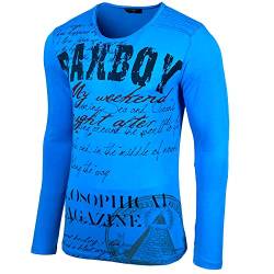 Baxboy Herren Longsleeve T-Shirt Langarmshirt Langarm Oil Wash Verwaschen Stretch Oberteil Sweatshirt 707, Farbe:Türkis, Größe:M von Baxboy