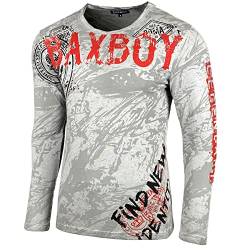 Baxboy Herren Longsleeve T-Shirt Moderner Männer Langarmshirt Langarm Sweatshirt 701, Farbe:Grau, Größe:M von Baxboy