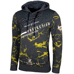 Baxboy Herren Pullover Hoodie Sweatjacke Longsleeve Sweatshirt Jacke Langarm Kapuzenpullover Hoody Sweater 2628, Farbe:Anthrazit/Gelb, Größe:S von Baxboy