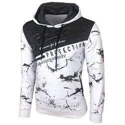 Baxboy Herren Pullover Hoodie Sweatjacke Longsleeve Sweatshirt Jacke Langarm Kapuzenpullover Hoody Sweater 2628, Farbe:Weiß, Größe:M von Baxboy