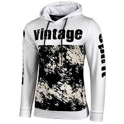 Baxboy Herren Pullover Hoodie Sweatjacke Longsleeve Sweatshirt Jacke Langarm Kapuzenpullover Hoody Sweater 603, Farbe:Weiß, Größe:XL von Baxboy