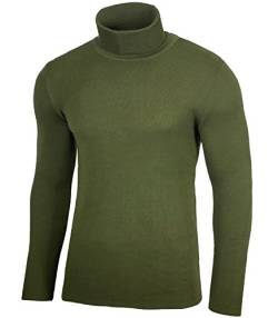 Baxboy Herren Rollkragen Pullover Langarmshirt Feinstrick Sweater Freizeit Slim fit Basic Männer Langarm Crew Neck BB-1406, Farbe:Khaki, Größe:L von Baxboy