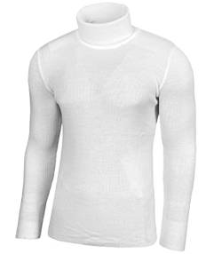 Baxboy Herren Rollkragen Pullover Langarmshirt Feinstrick Sweater Freizeit Slim fit Basic Männer Langarm Crew Neck BB-1406, Farbe:Weiß, Größe:M von Baxboy