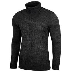 Baxboy Herren Rollkragen Pullover Langarmshirt Feinstrick Sweater Rollkragen Freizeit Slim fit Basic Männer Pullover BB-1732, Farbe:Anthrazit, Größe:M von Baxboy