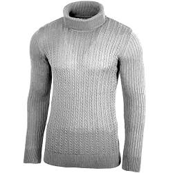 Baxboy Herren Rollkragen Pullover Langarmshirt Feinstrick Sweater Rollkragen Freizeit Slim fit Basic Männer Pullover BB-1732, Farbe:Grau, Größe:L von Baxboy