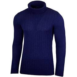 Baxboy Herren Rollkragen Pullover Langarmshirt Feinstrick Sweater Rollkragen Freizeit Slim fit Basic Männer Pullover BB-1732, Farbe:Marine, Größe:XL von Baxboy