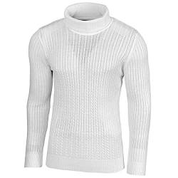 Baxboy Herren Rollkragen Pullover Langarmshirt Feinstrick Sweater Rollkragen Freizeit Slim fit Basic Männer Pullover BB-1732, Farbe:Weiß, Größe:L von Baxboy