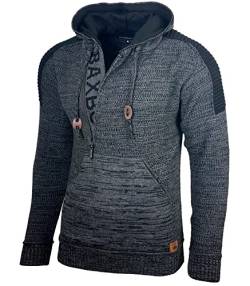 Baxboy Herren Strick-Pullover Kapuzenpullover Moderne Männer Pulli Grobstrick Strickjacke Winter-Freizeit-Jacke B-290, Farbe:Anthrazit, Größe:2XL von Baxboy