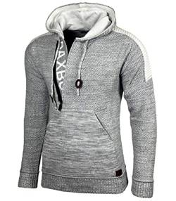 Baxboy Herren Strick-Pullover Kapuzenpullover Moderne Männer Pulli Grobstrick Strickjacke Winter-Freizeit-Jacke B-290, Farbe:Grau, Größe:2XL von Baxboy