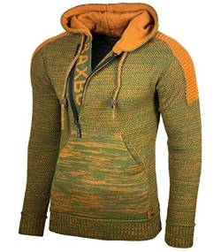 Baxboy Herren Strick-Pullover Kapuzenpullover Moderne Männer Pulli Grobstrick Strickjacke Winter-Freizeit-Jacke B-290, Farbe:Grün, Größe:2XL von Baxboy