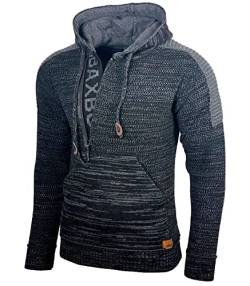 Baxboy Herren Strick-Pullover Kapuzenpullover Moderne Männer Pulli Grobstrick Strickjacke Winter-Freizeit-Jacke B-290, Farbe:Schwarz, Größe:2XL von Baxboy