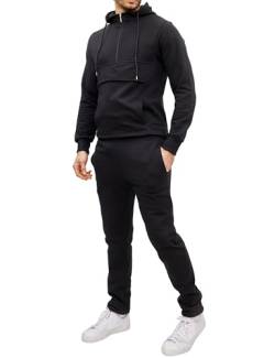 Baxboy Herren Uni Colour Jogging Anzug Trainingsanzug Sportanzug Fitness Sporthose Hose Hoodie H-500, Farbe:1128_Schwarz, Größe:2XL von Baxboy