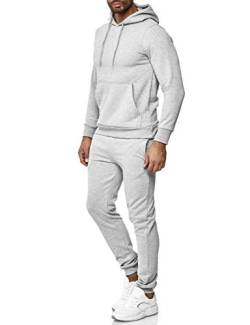 Baxboy Herren Uni Colour Jogging Anzug Trainingsanzug Sportanzug Fitness Sporthose Hose Hoodie H-500, Farbe:Grau, Größe:2XL von Baxboy