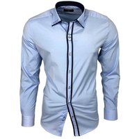 Baxboy Langarmhemd Baxboy Herren Hemd Kentkragen Hemden Slim Fit mit Kontrasten Farbe von Baxboy