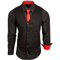 Baxboy Langarmhemd Baxboy Langarmhemd Herren-Hemd Slim-Fit Hemd + Weste + Krawatte SET von Baxboy