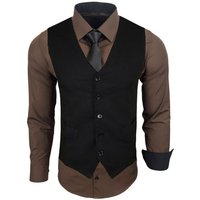 Baxboy Langarmhemd Baxboy Langarmhemd Herren-Hemd Slim-Fit Hemd + Weste + Krawatte SET von Baxboy