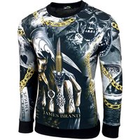 Baxboy Longshirt Baxboy Rundhalskragen Moderner Langarmshirt Totenkopf mit Ziersteinen von Baxboy