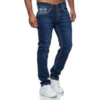 Baxboy Regular-fit-Jeans Herren Jeans Dicke Neon-Naht Straight Fit Denim Stonewashed Stretch von Baxboy