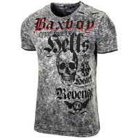 Baxboy T-Shirt Baxboy T-Shirt Oil Washed Totenkopf mit All-Over Print von Baxboy