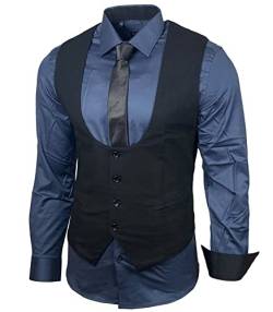 Herren Hemd Weste Krawatte Set Business Anzugweste Westen Slim Fit Smoking Frack Business Herrenanzug-Set Sakko B-101, Farbe:Anthrazit, Größe:XL von Baxboy