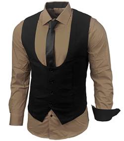 Herren Hemd Weste Krawatte Set Business Anzugweste Westen Slim Fit Smoking Frack Business Herrenanzug-Set Sakko B-101, Farbe:Beige, Größe:M von Baxboy