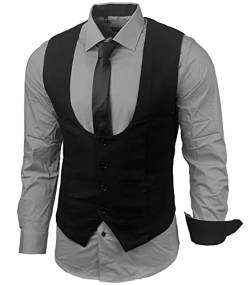 Herren Hemd Weste Krawatte Set Business Anzugweste Westen Slim Fit Smoking Frack Business Herrenanzug-Set Sakko B-101, Farbe:Grau, Größe:M von Baxboy