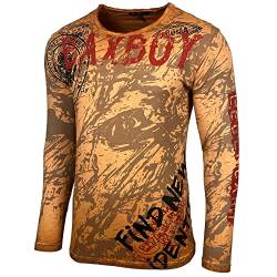 Herren Longsleeve T-Shirt Moderner Männer Langarmshirt Langarm Sweatshirt 701, Farbe:Camel, Größe:XL von Baxboy