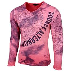 Herren Longsleeve T-Shirt Moderner Männer Langarmshirt Langarm Sweatshirt 701, Farbe:Coralle, Größe:S von Baxboy