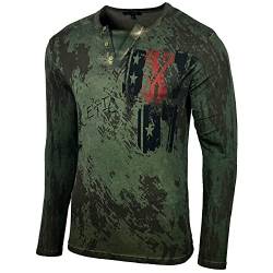 Herren Longsleeve T-Shirt Moderner Männer Langarmshirt Langarm Sweatshirt 702, Farbe:Khaki, Größe:XL von Baxboy