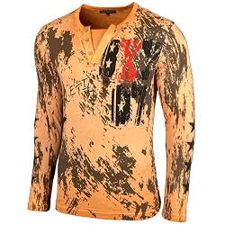 Herren Longsleeve T-Shirt Moderner Männer Langarmshirt Langarm Sweatshirt 702, Farbe:Orange, Größe:M von Baxboy