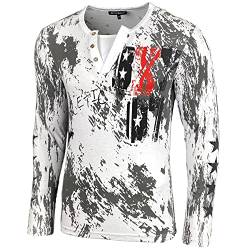 Herren Longsleeve T-Shirt Moderner Männer Langarmshirt Langarm Sweatshirt 702, Farbe:Weiß, Größe:L von Baxboy