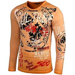 Herren Longsleeve T-Shirt Moderner Männer Langarmshirt Langarm Sweatshirt 704, Farbe:Orange, Größe:M von Baxboy