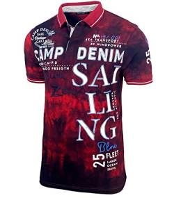 Herren Poloshirt Verwaschen Kurzarm Polo T-Shirt Slim Fit Design Fashion Top Print Batik Shirt 150, Farbe:Bordeaux, Größe:M von Baxboy