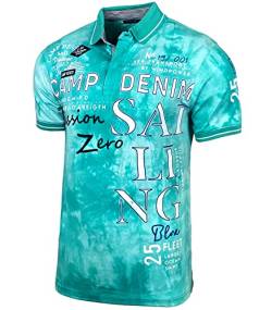 Herren Poloshirt Verwaschen Kurzarm Polo T-Shirt Slim Fit Design Fashion Top Print Batik Shirt 150, Farbe:Mint, Größe:XXL von Baxboy