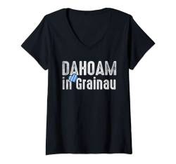 Damen Dahoam in Grainau - Bayern Boarisches Lebensgefühl T-Shirt mit V-Ausschnitt von Bayerns Schönste Orte Freistaat Bayern Geschenke
