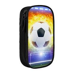Federmäppchen mit Aufschrift "Burning Soccer Ball", großes Fassungsvermögen, Federmäppchen für Erwachsene, Büro, Arbeit von Baykay