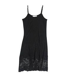 Baymate Damen Stricken Unterkleid Knielanges Spitze Nachthemd Verstellbare Träger Schwarz M von Baymate