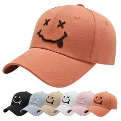 Baynetin Baseball Cap Classic Baumwolle Stickerei Baseballkappen Gestickte Lächeln Verstellbar Sonnenschutz Basecap für Herren Damen, Sportlicher Draußen Kappen Hüte (Orange) von Baynetin