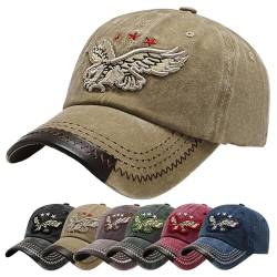 Baynetin Baseball Kappe Basecap Unisex Einstellbare Retro Baseball Hut, Baumwolle Sommerhut Sonnenhut Sportlicher Draußen Kappen Hüte Gestickte Eagle Verstellbar Sonnenschutz (Khaki) von Baynetin