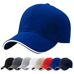 Baynetin Herren Baseballmützen, 100% Baumwolle 6 Pannels Plain Solid Color Hut, Pre-Curved Visor mit Sandwich. Einstellbare Atmungsaktiv Sommer Justierbarer Outdoor-Sportkappe (Blau) von Baynetin