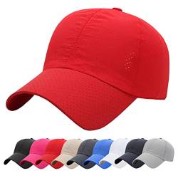 Baynetin Masche Baseball Kappe, Herren Atmungsaktive Schnell Trocknend Basecap, Mesh Freizeit UV Baseballmütze Verstellbar Sport Cap (Rot) von Baynetin