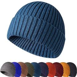 Baynetin Wintermütze Strickmütze, Weich, Warm, Stretch, Bequem, Atmungsaktiv Beanie Mütze Roll up Edge Cuffed Plain Schädeldecke Fisherman Hut Unisex (Cymbidium) von Baynetin