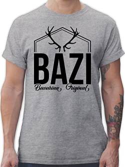 L190 Schlichtes Männer Shirt - Bayern - Bazi - Original Bavarian - 3XL - Grau meliert - t-Shirts trachtenshirts Herren Tshirts für bayerische t-Shirt Tshirt Bavaria bayrische t-schirt Humor von Bazi Shirts