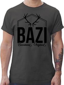 L190 Schlichtes Männer Shirt - Bayern - Bazi - Original Bavarian - L - Dunkelgrau - bayerische bayrischer t-Shirt Herren trachtenshirts Tshirts für bayerisch Tshirt Mann bayrische t-Shirts Bavaria von Bazi Shirts