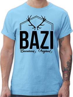 L190 Schlichtes Männer Shirt - Bayern - Bazi - Original Bavarian - M - Hellblau - Bavaria t-Shirts Tshirt bayrisch Tshirts für bayerische t-Shirt Herren trachtenshirts bayerisch t trachtenshirt von Bazi Shirts