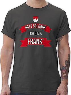 L190 Schlichtes Männer Shirt - Franken Kinder - Gott sei Dank ich Bin a Frank - M - Dunkelgrau - Tshirt EIN Franke t-Shirt t-Shirts t Herren von Bazi Shirts